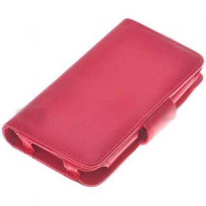 Кожен калъф тип портфейл за iPhone 4 (червен)  2