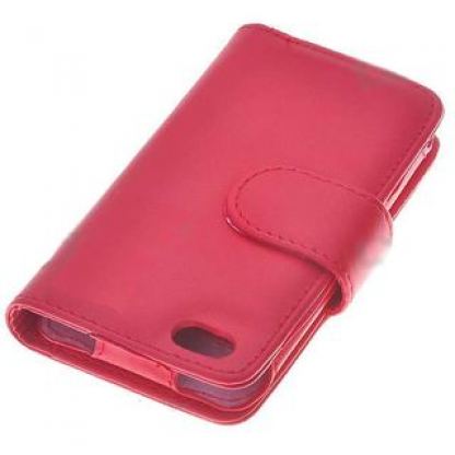 Кожен калъф тип портфейл за iPhone 4 (червен)  3