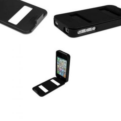 Macally Flip Cover Case - флип кейс за iPhone 4/4S (черен)  3