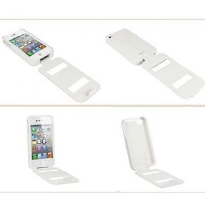 Macally Flip Cover Case - флип кейс за iPhone 4/4S (бял)  2