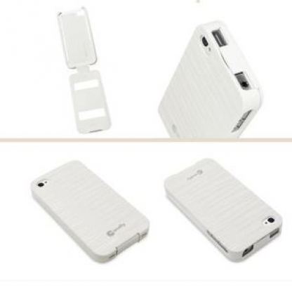 Macally Flip Cover Case - флип кейс за iPhone 4/4S (бял)  3