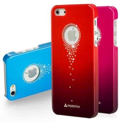 RGBMIX Angels Tears - поликарбонатов кейс с кристали за iPhone 5 (син 2