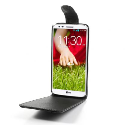 Leather Flip Case - кожен калъф за LG G2 (черен) 2