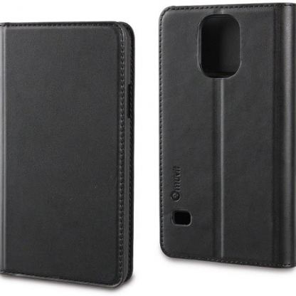 Muvit Flip Slim case - хоризонтален кожен калъф за Samsung Galaxy S5 (черен) 2