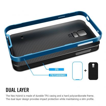 Spigen Neo Detachable Framer - удароустойчив хибриден кейс за Samsung Galaxy S5 (черен-син) 3