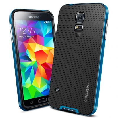 Spigen Neo Detachable Framer - удароустойчив хибриден кейс за Samsung Galaxy S5 (черен-син) 2