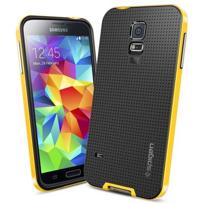 Spigen Neo Detachable Framer - удароустойчив хибриден кейс за Samsung Galaxy S5 (черен-жълт) 2
