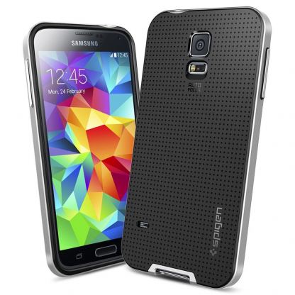 Spigen Neo Detachable Framer - удароустойчив хибриден кейс за Samsung Galaxy S5 (черен-сребрист) 2