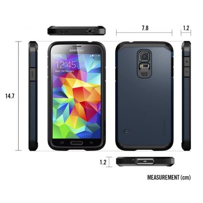 Spigen Tough Armor - удароустойчив хибриден кейс за Samsung Galaxy S5 (тъмносин) 2