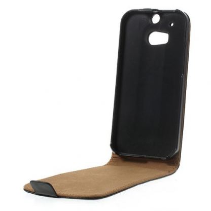 Leather Flip Case - вертикален кожен калъф с закопчалка за HTC ONE 2 M8 (черен) 7