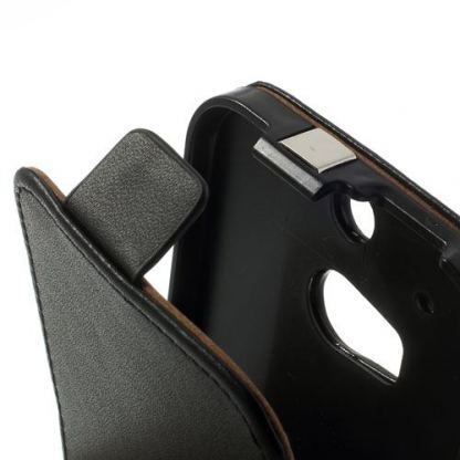Leather Flip Case - вертикален кожен калъф с закопчалка за HTC ONE 2 M8 (черен) 6
