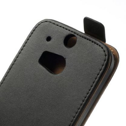 Leather Flip Case - вертикален кожен калъф с закопчалка за HTC ONE 2 M8 (черен) 2