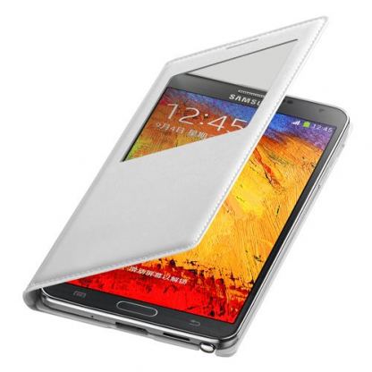 S-View Cover - кожен калъф за Samsung Note 3 (бял) 2