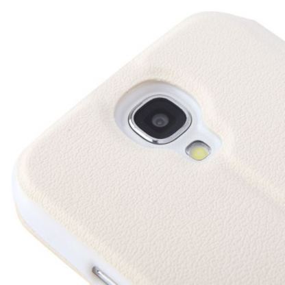 Flip ID Caller  - кожен хоризонтален калъф за Samsung Galaxy S4 (бял) 3