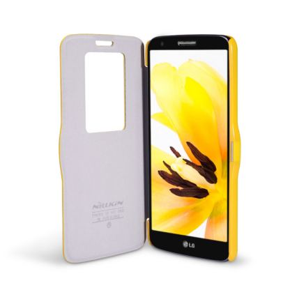 Nillkin Window Flip Case - кожен калъф, тип портфейл за LG G2 (жълт) 5