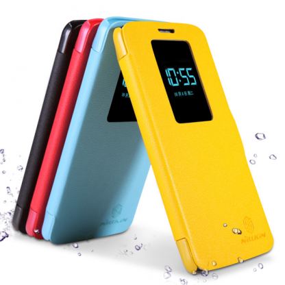 Nillkin Window Flip Case - кожен калъф, тип портфейл за LG G2 (жълт) 2