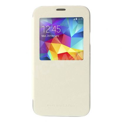 Mercury WoW View Flip - кожен хоризонтален калъф с отвор на екрана за Samsung Galaxy S6 (бял) 5