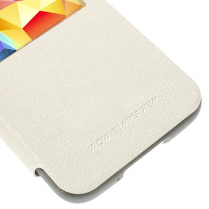 Mercury WoW View Flip - кожен хоризонтален калъф с отвор на екрана за Samsung Galaxy S6 (бял) 4
