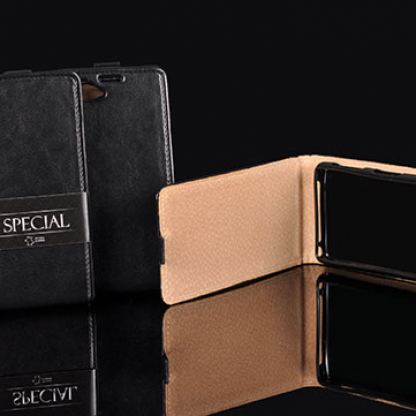 Kabura Case - Естествена италианска кожа, вертикален кожен калъф за Samsung Galaxy S6 (черен)