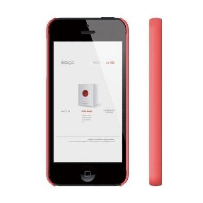  Elago S5 Slim Fit 2 Case + HD Clear Film - кейс и HD покритие за iPhone 5 (светлочервен-мат) 5