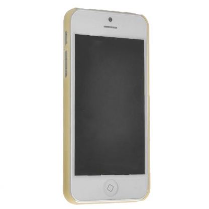 Grip Texture Plastic Case - поликарбонатов кейс за iPhone 5 (жълт-прозрачен) 3