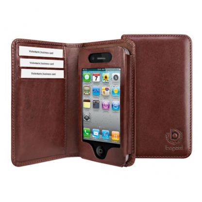 Bugatti Smart BookCase - кожен калъф(естествена кожа) тип портфейл за iPhone 5 (черен) 2