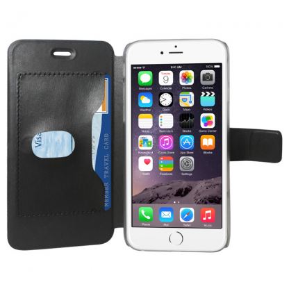 Voltage Flip Leather калъф, тип портфейл с джоб за карти и поставка за iPhone 6 Plus, iPhone 6S Plus (черен) 4