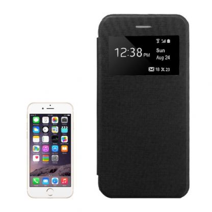 Flip Case  - кожен хоризонтален калъф за iPhone 6 Plus, iPhone 6S Plus (черен)