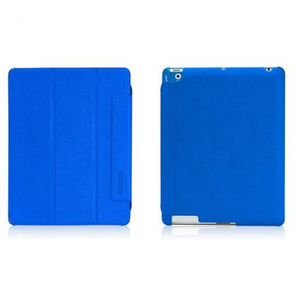 Tunewear LeatherLook - кожен кейс и поставка за iPad 2/3/4 (син)