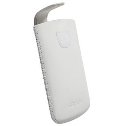 Krusell Asperö L Long - кожен калъф с лента за издърпване за iPhone 5, iPod Touch 5 и мобилни телефони (бял) 3