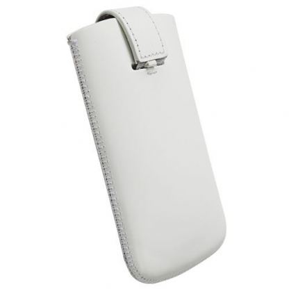 Krusell Asperö L Long - кожен калъф с лента за издърпване за iPhone 5, iPod Touch 5 и мобилни телефони (бял) 2