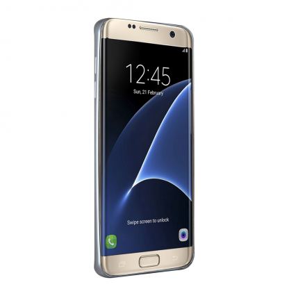 Тънък силиконов (TPU) калъф за Samsung Galaxy S7 Edge (прозрачен-сребрист) 3