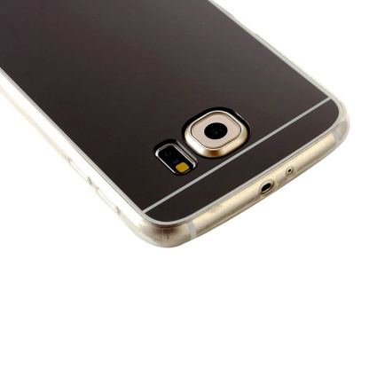 Тънък Огледален силиконов (TPU) калъф за Samsung Galaxy S7 Edge (прозрачен-black) 3