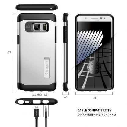 Spigen Slim Armor Case - хибриден кейс с поставка и най-висока защита за Samsung Galaxy Note 7 (бял) 3