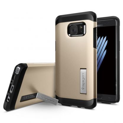 Spigen Tough Armor Case - хибриден кейс с най-висока защита за Samsung Galaxy Note 7 (златист) 2