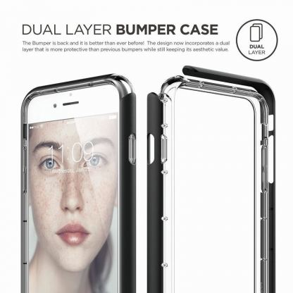 Elago Bumper Case - бъмпер и комплект защитни покрития за дисплея и задната част за iPhone SE 2020, iPhone 7, iPhone 8 (черен) 2