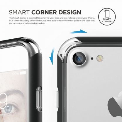 Elago Bumper Case - бъмпер и комплект защитни покрития за дисплея и задната част за iPhone SE 2020, iPhone 7, iPhone 8 (черен) 4