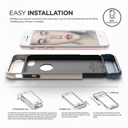 Elago S7 Glide Case + HD Clear Film - поликарбонатов кейс и HD покритие за iPhone SE 2020, iPhone 7, iPhone 8 (златист-тъмносин) 8