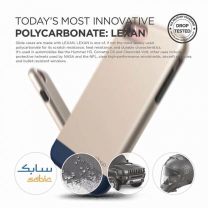 Elago S7 Glide Case + HD Clear Film - поликарбонатов кейс и HD покритие за iPhone SE 2020, iPhone 7, iPhone 8 (златист-тъмносин) 4
