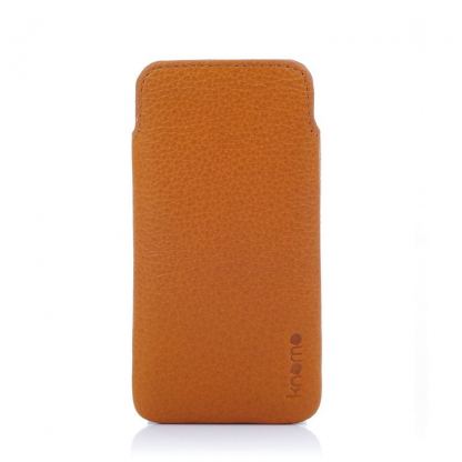 Knomo Ultraslim Pouch - тънък кожен калъф за iPhone 5 (естествена кожа, ръчна изработка) - оранжев 3