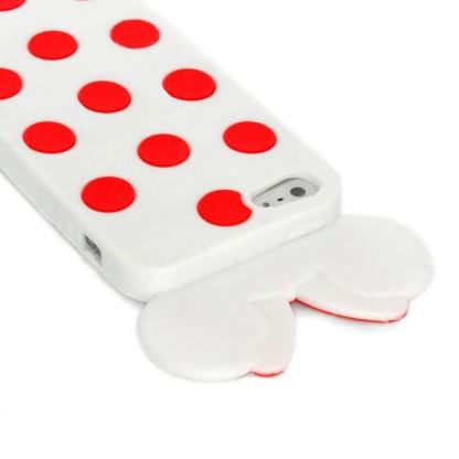 Polka Dot Bowknot - силиконов калъф за iPhone 5 (бял) 3