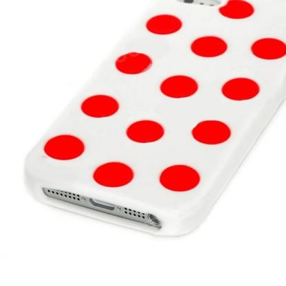 Polka Dot Bowknot - силиконов калъф за iPhone 5 (бял) 4