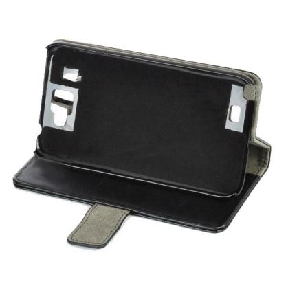 Leather Flip-Open Case - кожен калъф и поставка за Samsung Galaxy Note 2 N7100 (черен) 2