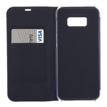 Horizontal Flip Leather - кожен калъф с джоб за карти за Samsung Galaxy S8 Plus (черен) 4