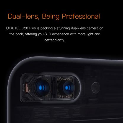 OUKITEL U20 Plus, 5.5 инча Full HD, Двойна задна 13Mp камера, 2GB RAM, 4-ядрен смартфон с 2 сим карти (черен) 6