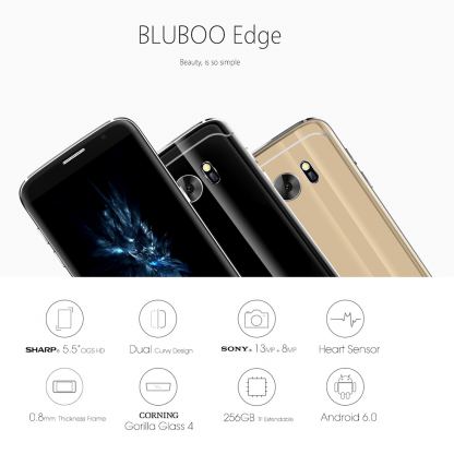 BLUBOO Edge, 5.5 инча HD, 13Mp камера, 2GB RAM, 4-ядрен смартфон с 2 сим карти (черен) 2