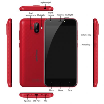 Ulefone S7, 5 инча, 4-ядрен смартфон с 2 сим карти (червен) 5