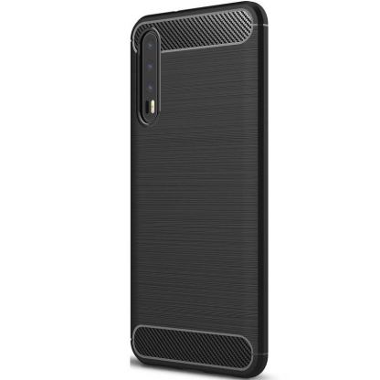 Carbon Texture удароустойчив силиконов кейс за Huawei P20 (черен) 2