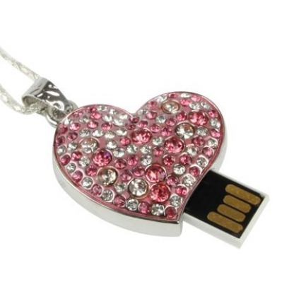 USB Flash Drive Pink Heart Diamond 4GB - флаш памет сърце 4GB 2