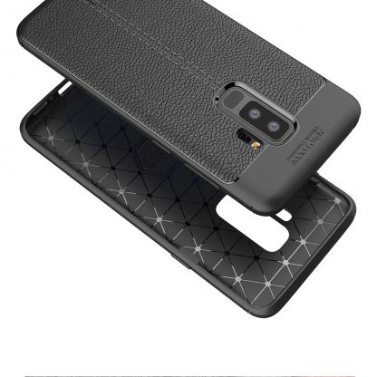 Leather Litchi Case - силиконов удароустойчив калъф за Samsung Galaxy J3 (2017) (черен) 5